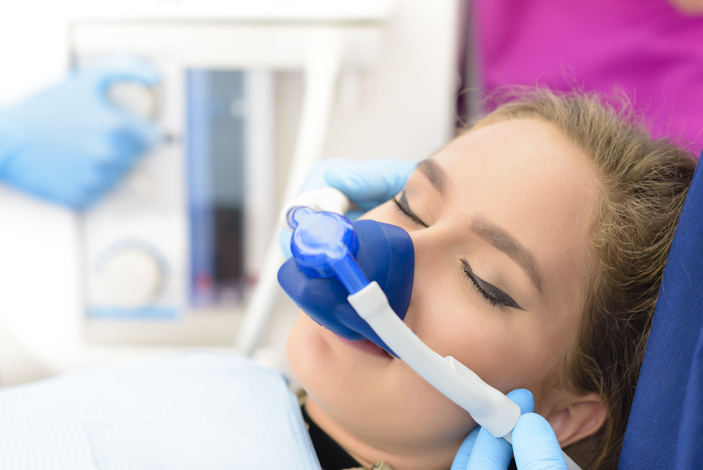 image of a dental patient getting nitrous oxide sedation dentistry.