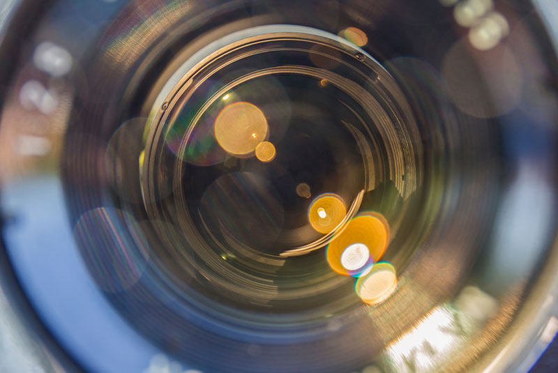 close up of video camera lens