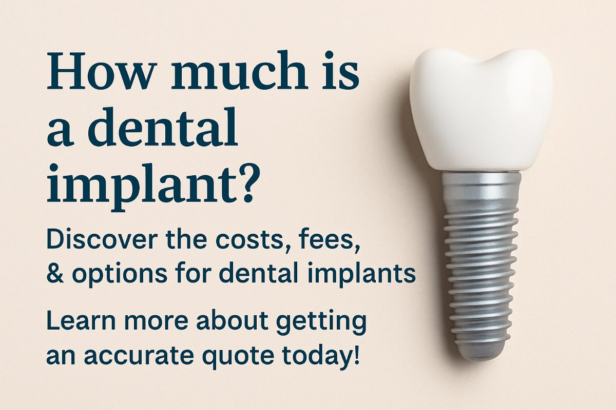 Photo of a dentist explaining the cost breakdown of a dental implant to a patient, using a detailed chart. No text on the image.