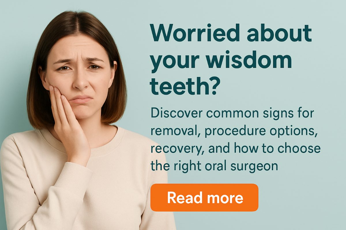 Image depicting a dentist pointing to an x-ray of a patient's mouth, indicating impacted wisdom teeth needing removal. No text on image.