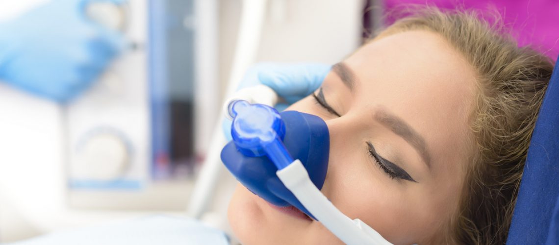 image of a dental patient getting nitrous oxide sedation dentistry.