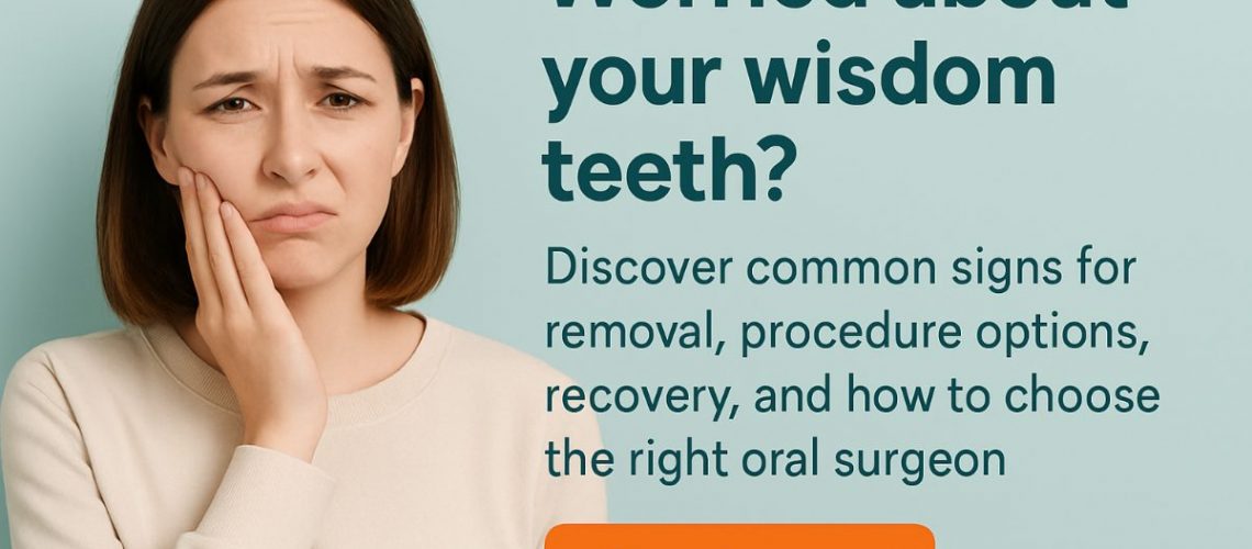 Image depicting a dentist pointing to an x-ray of a patient's mouth, indicating impacted wisdom teeth needing removal. No text on image.