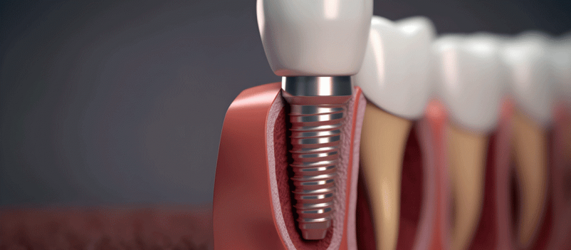 Medically accurate 3D illustration of human teeth and Implant concept